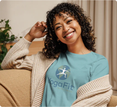 YogaFit women's T-shirt with YogaFit logo for yoga practitioners