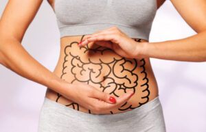 Gut microbiome and beneficial bacteria supporting digestive wellness and yoga fitness