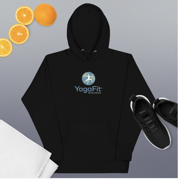 YogaFit unisex hoodie with YogaFit Worldwide logo